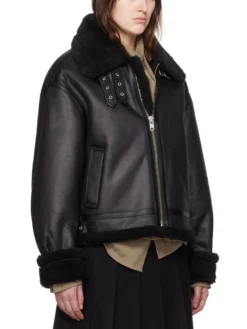 Womens B3 RAF Belted Flight Shearling Jacket Zipper