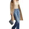 Womens Beige Leather Trench Coat Walk