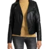 Women’s Black Leather Biker Jacket