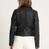 Womens Black Leather Motorcycle Jacket Back