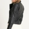 Womens Black Leather Motorcycle Jacket Hair