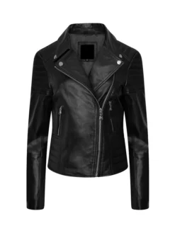 Womens Black Leather Motorcycle Jacket Main