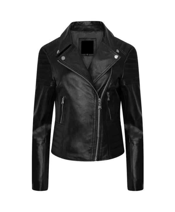 Womens Black Leather Motorcycle Jacket Main