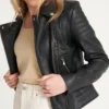 Womens Black Leather Motorcycle Jacket Style