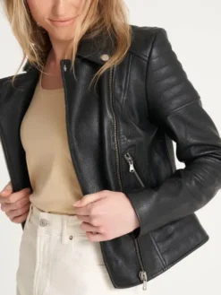 Womens Black Leather Motorcycle Jacket Style