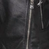 Womens Black Leather Motorcycle Jacket Zipper
