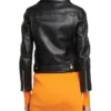 Women’s Black Moto Jacket With ASY Collar Back