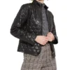 Womens Black Padded Leather Jacket Main