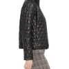 Womens Black Padded Leather Jacket Side