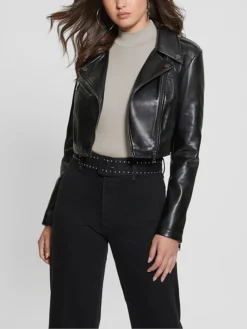 Womens Cropped Biker Jacket Open