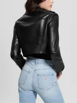 Womens Cropped Biker Jacket Second Back