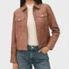 Women’s Dark Brown Leather Trucker Jacket