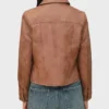 Women’s Dark Brown Leather Trucker Jacket Back