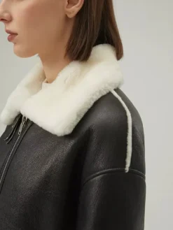 Womens Hooded Leather Jacket B3 Raf Aviator Pilot Fur