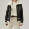 Womens Hooded Leather Jacket B3 Raf Aviator Pilot Main