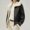 Womens Hooded Leather Jacket B3 Raf Aviator Pilot Style