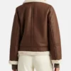 Womens Leather Brown Shearling Jacket Back