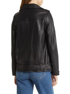 Womens Leather Jacket in Absolute Black Back