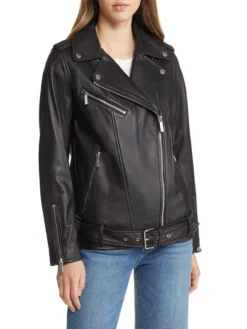 Womens Leather Jacket in Absolute Black Front