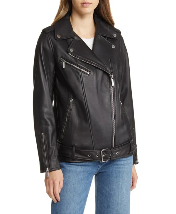 Women’s Leather Jacket in Absolute Black Front