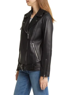 Womens Leather Jacket in Absolute Black Right Side