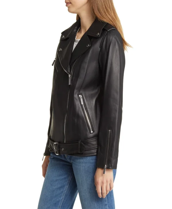 Women’s Leather Jacket in Absolute Black Right Side