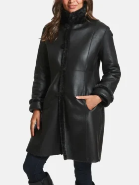 Women’s Long Shearling Coat In Black Style