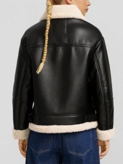 Womens RAF Shearling Aviator B3 Bomber Jacket Back