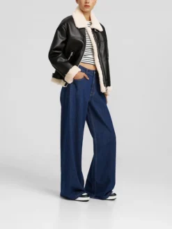 Womens RAF Shearling Aviator B3 Bomber Jacket Stand