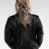 Womens Racer Quilted Leather Jacket Back