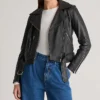 Women’s Seamless Black Biker Leather Jacket Main