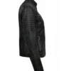 Womens Simple Black Distressed Leather Jacket Right Side