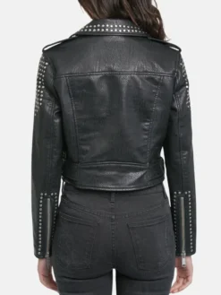 Womens Studded Biker Jacket Back