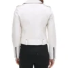 Women's White Biker Leather Jacket Back