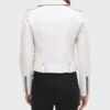 Women’s White Biker Leather Jacket back