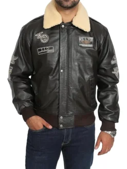 A2 Aviator Flying Black Leather Buttoned