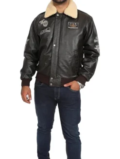 A2 Aviator Flying Black Leather Stand Up