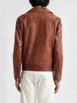 Alley Brown Mocha Leather Biker Jacket Back