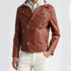 Alley Brown Mocha Leather Biker Jacket Main