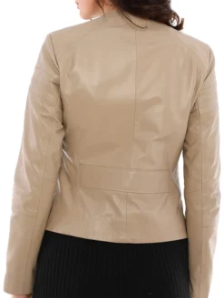 Ana Beige Biker Jacket Womens Back
