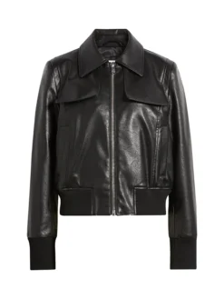 Anna Womens Leather Bomber Jacket Front
