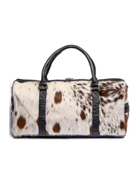 Black And White Cowhide Duffle Bag Back