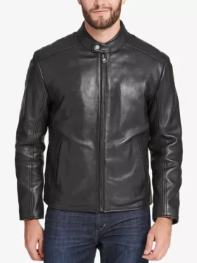 Black Cafe Racer Jacket Front