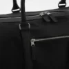 Black Leather Weekender Bag For Travelling Closure