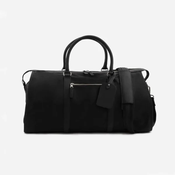 Black Leather Weekender Bag For Travelling Main
