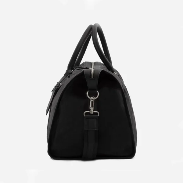 Black Leather Weekender Bag For Travelling Side