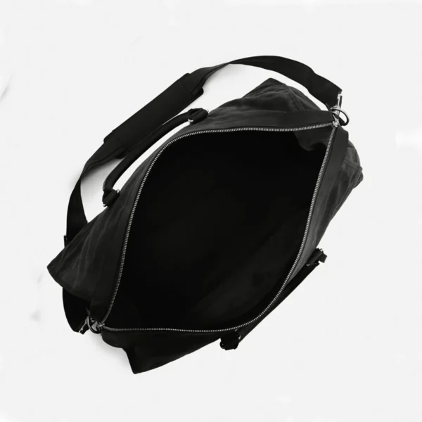 Black Leather Weekender Bag For Travelling Zipper