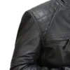 Black Mens Cafe Racer Jacket With Quilted Shoulders