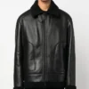 Bond Men Black Button Shearling Jacket Main
