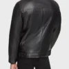British Style Men’s Black Leather Moto Jacket Back